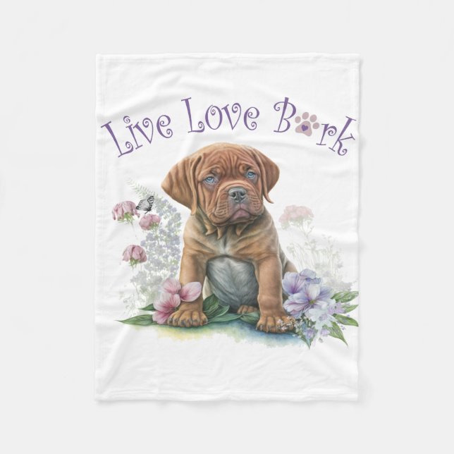 Couverture Polaire Mastiff Chien Maman Florale (Devant)
