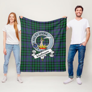 Couverture Polaire Matheson vert Clan Badge Tartan Plaid