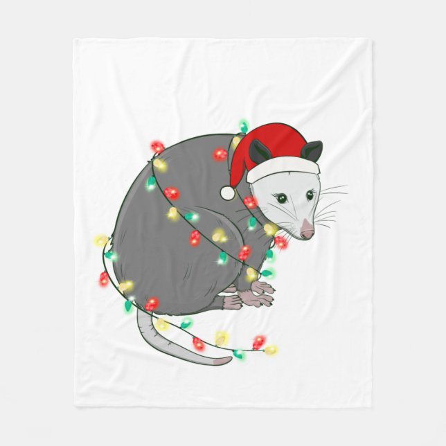 Couverture Polaire mauvais Noël santa claus opossum (Devant)