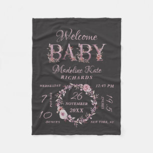 Couverture Polaire Mauve rose Élégant Floral Baby Girl Statistiques d