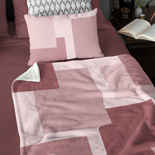 Couverture Polaire Mauve Taupe Dusty Rose Motif Colorblock tendance