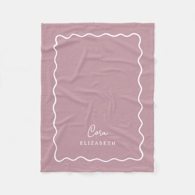 Couverture Polaire Mauve Wavy Border Monogrammed (Devant)