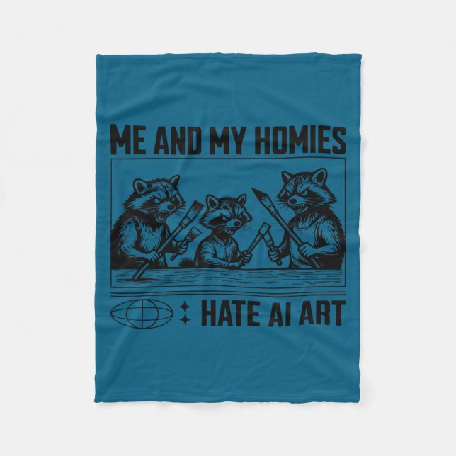 Couverture Polaire Me And My Buddies Hate Ai Art Funny Design  (Devant)