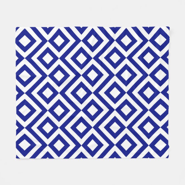 Couverture Polaire Meander bleu et blanc (Devant (Horizontal))