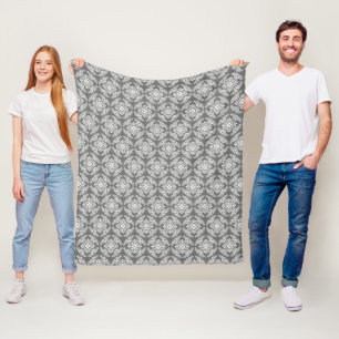 Couverture Polaire Médaillon japonais Motif, gris / gris et blanc