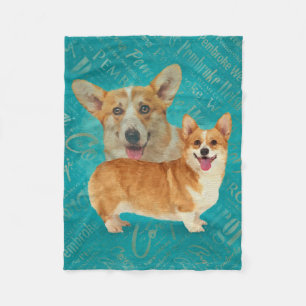 Couverture Polaire Médias mélangés d'abrégé sur collage de corgi