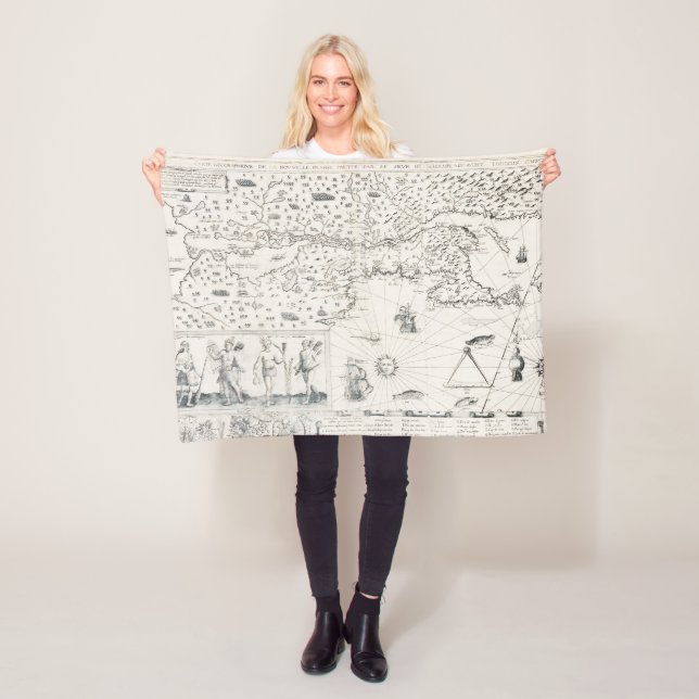 Couverture Polaire Medieval World Map Québec Nouvelle-France America (En situation)