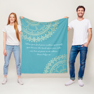 Couverture Polaire Méditation Yoga Instructeur Blue Gold Mandala Cita