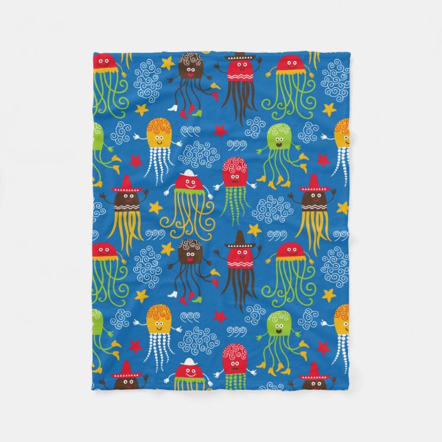Couverture Polaire Méduses et poulpe (Devant)