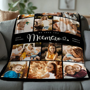 Couverture Polaire Meemaw We love you Hearts Modern Photo Collage