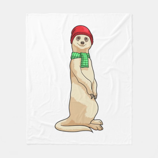 Couverture Polaire Meerkat avec Casquette et Écharpe (Devant)