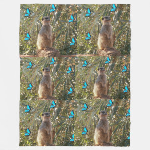 Couverture Polaire Meerkat Et Papillons Bleus,