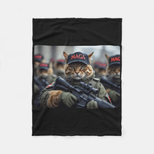 Couverture Polaire Mégachatte drôle avec fusil - Donald Trump humoris
