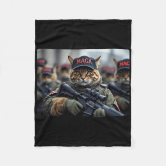 Couverture Polaire Mégachatte drôle avec fusil - Donald Trump humoris