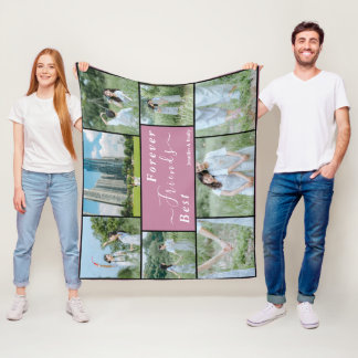 Couverture Polaire Meilleur Amis Forever Photo Personnalisée Blanche