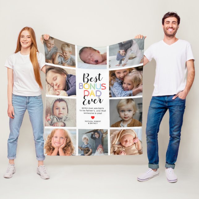 Couverture Polaire Meilleur Bonus Papa Stepfather Photo Blanche polai (En situation)