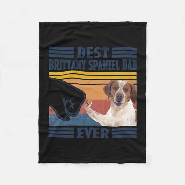 Couverture Polaire Meilleur Brittany Espagnol Papa Jamais Drôle Chien (Devant)