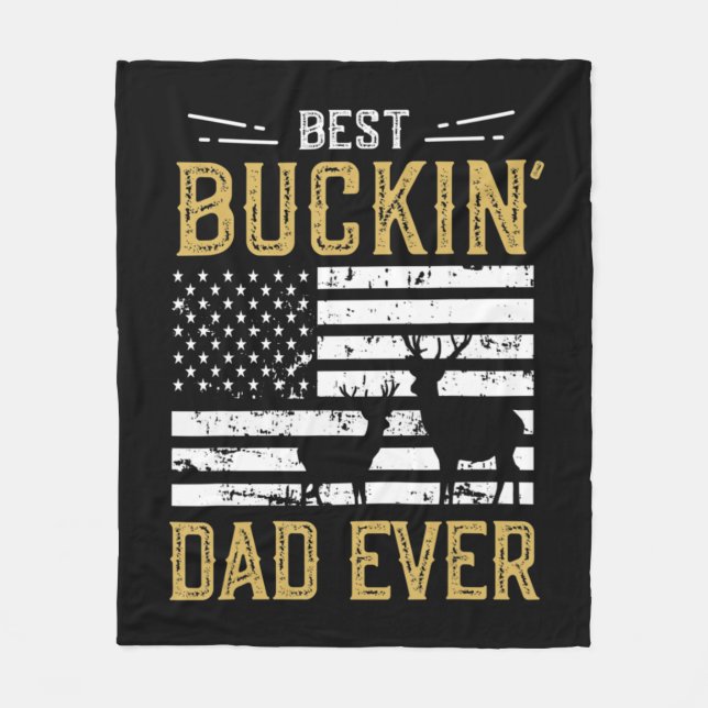 Couverture Polaire Meilleur Buckin Papa Jamais Amusant Cadeau Chasseu (Devant)