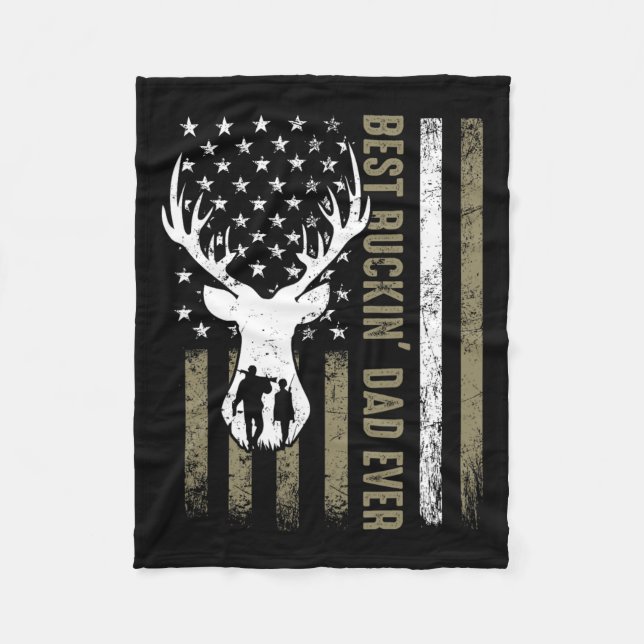 Couverture Polaire Meilleur Buckin' Papa Jamais Deer Chasse Fête des  (Devant)