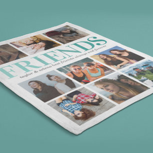 Couverture Polaire Meilleur cadeau d'ami Collage photo Turquoise