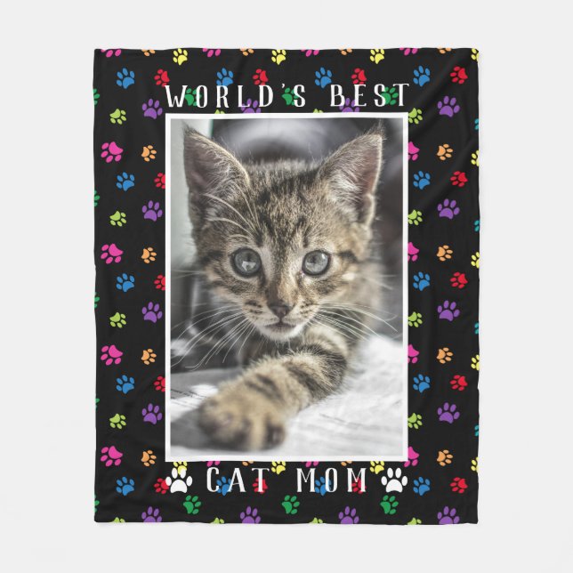 Couverture Polaire Meilleur Chat Maman Animal de compagnie Photo Empr (Devant)