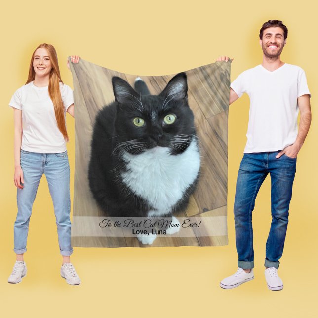 Couverture Polaire Meilleur chat Maman toujours Photo personnalisée e (Créateur téléchargé)