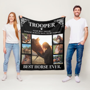 Couverture Polaire Meilleur Cheval équestre Jamais Photo Collage