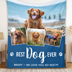 Couverture Polaire Meilleur Chien Jamais Moderne Photo Bleue Collage
