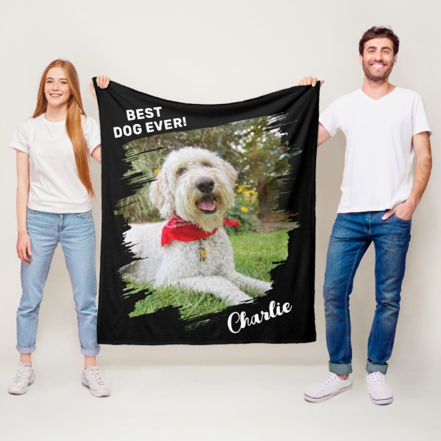 Couverture Polaire Meilleur Chien Jamais Photo à Coup de Pinceau Uniq (En situation)