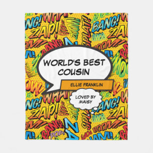Couverture Polaire Meilleur cousin du monde Bande dessinée rétro amus