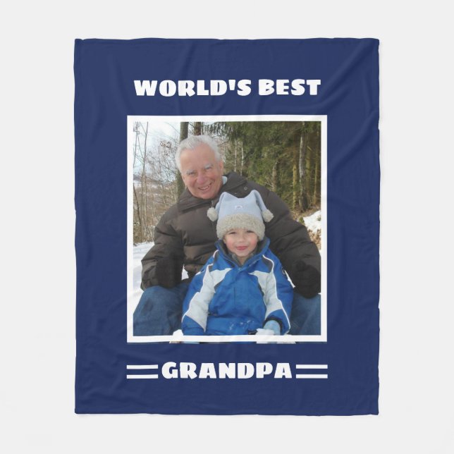 Couverture Polaire Meilleur grand-père du monde Photo personnalisée (Devant)