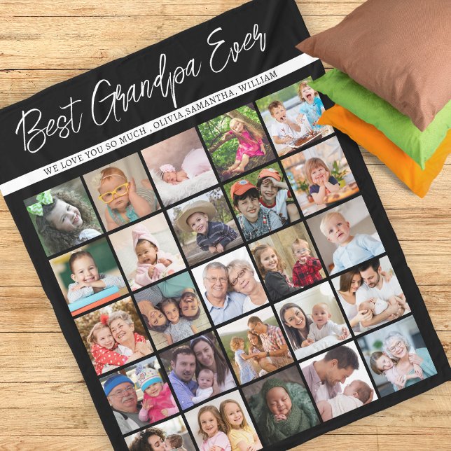 Couverture Polaire Meilleur Grand-Père Ever 25 Photo Collage noir et  (Créateur téléchargé)