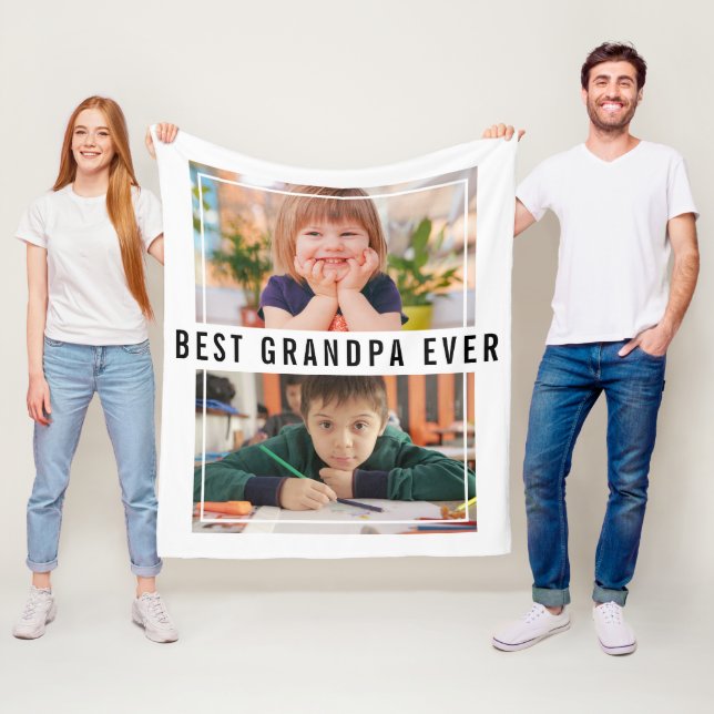 Couverture Polaire Meilleur Grand-Père Ever Grand-Enfants 2 Photo Col (En situation)