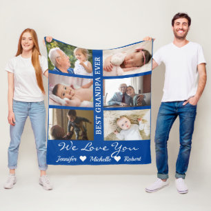 Couverture Polaire Meilleur Grand-Père Toujours Personnalisé Photos G