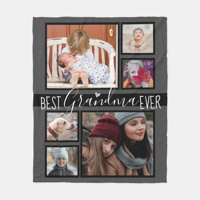 Couverture Polaire Meilleur Grandma jamais Multi Photo Grey (Devant)