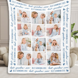 Couverture Polaire Meilleur GRANDMA moderne Personnalisé 12 Photo Col