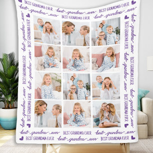 Couverture Polaire Meilleur GRANDMA Personnalisé 12 Photo Collage