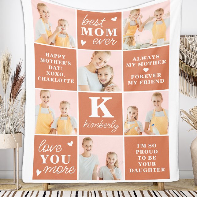 Couverture Polaire Meilleur MOM jamais personnalisé Monogramme photo  (Créateur téléchargé)