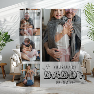 Couverture Polaire Meilleur Papa du Monde Bande Photo Tendance