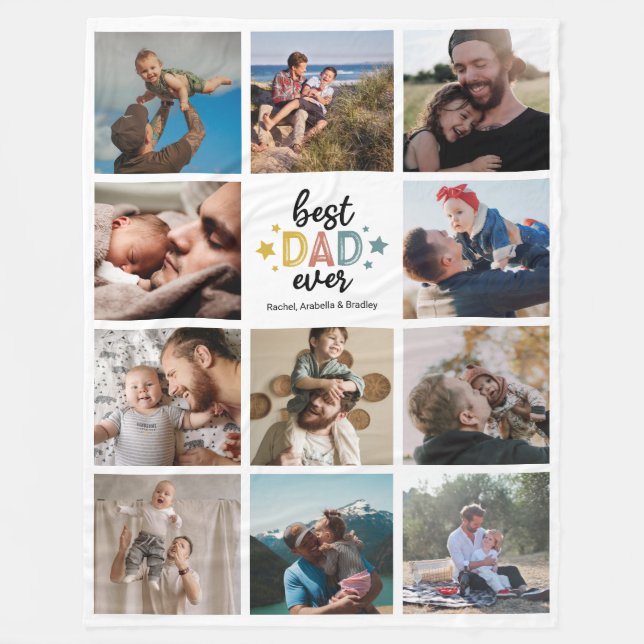 Couverture Polaire Meilleur papa Ever 11 Collage photo (Devant)