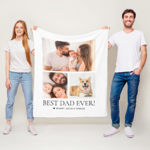 Couverture Polaire Meilleur papa Jamais Fête des pères Collage photos