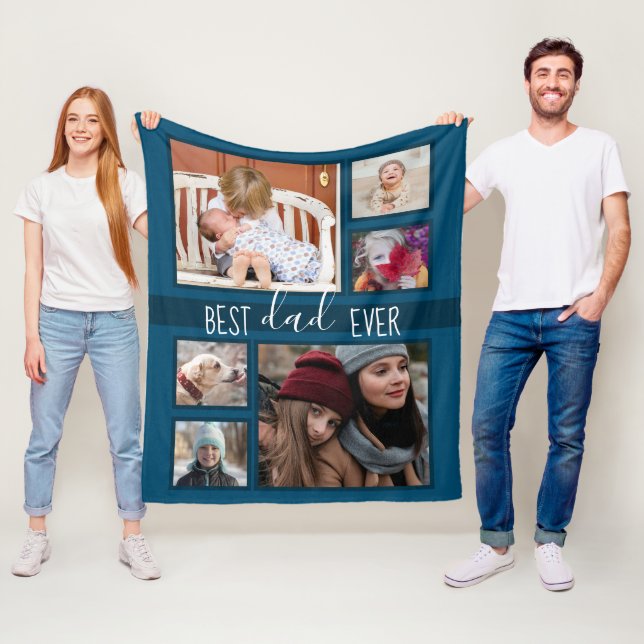 Couverture Polaire Meilleur papa jamais Fête des pères Multi photo bl (En situation)