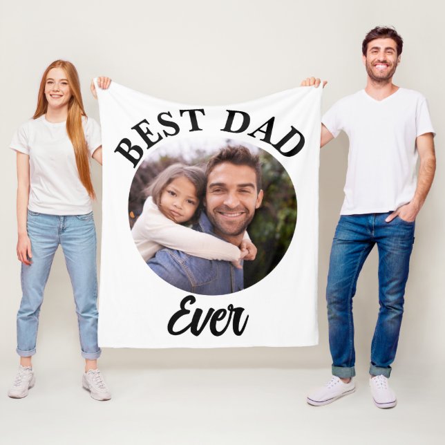 Couverture Polaire Meilleur papa jamais Modèle photo personnalisé (En situation)
