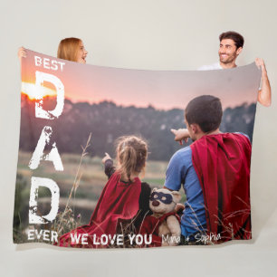 Couverture Polaire Meilleur papa jamais Nom personnalisé Photo Cool F