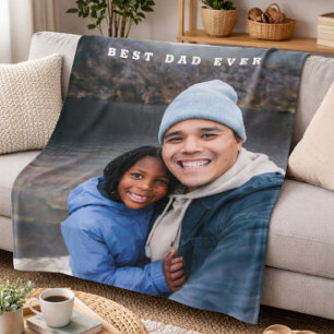Couverture Polaire Meilleur papa Jamais Personnalisé Garde photo de f