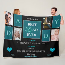 Meilleur Papa Script 4-Photo Collage Fleece