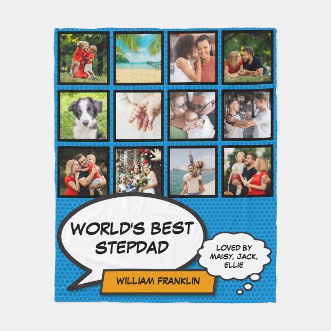 Couverture Polaire Meilleur Stepfather du monde, Stepdad 12 Photo Fun (Devant)