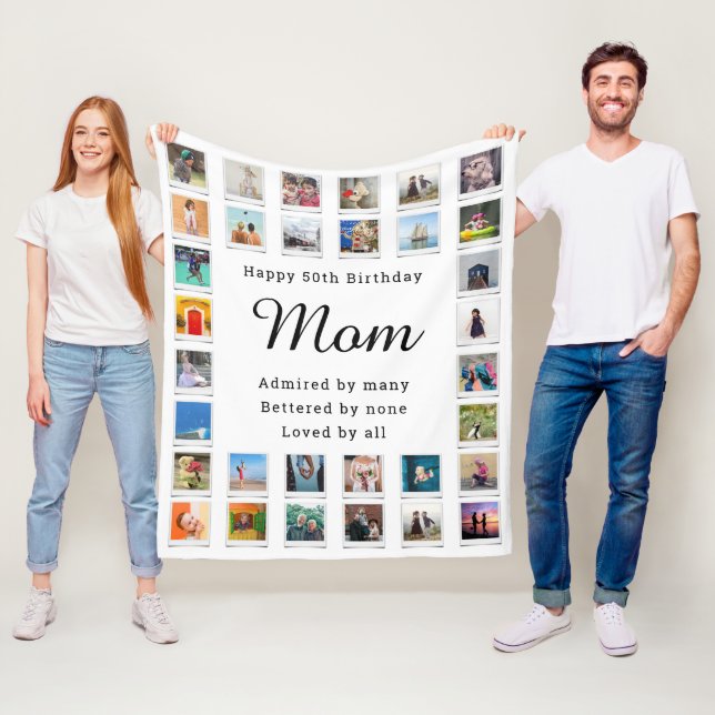 Couverture Polaire Meilleure maman 50e anniversaire Photo Collage Bla (En situation)