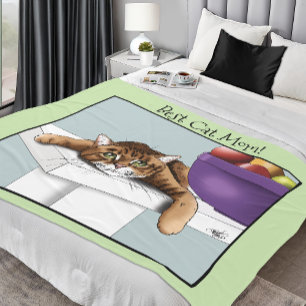 Couverture Polaire Meilleure Maman Chat Chaton Tabby Douce Fête des M