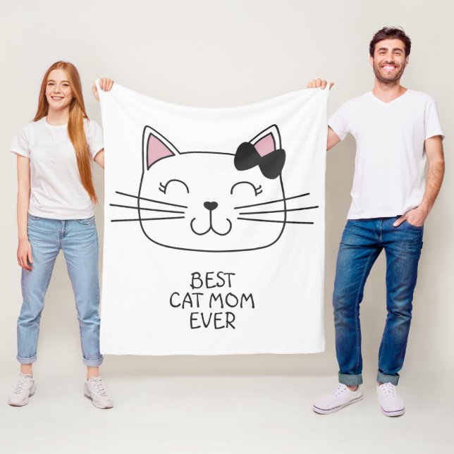 Couverture Polaire Meilleure maman de chat blanc jamais avec mignonne (En situation)